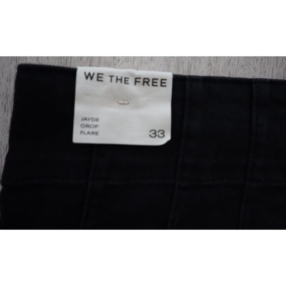 We The Free x FP OB2233809 Women's Sz 33 Onyx Black Jayde Crop Flare Jeans - Picture 4 of 14